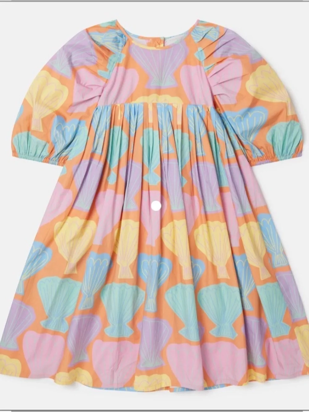 STELLA MCCARTNEY Kids' Seashell Print Puff Sleeve Dress In Multicolour Sz 12